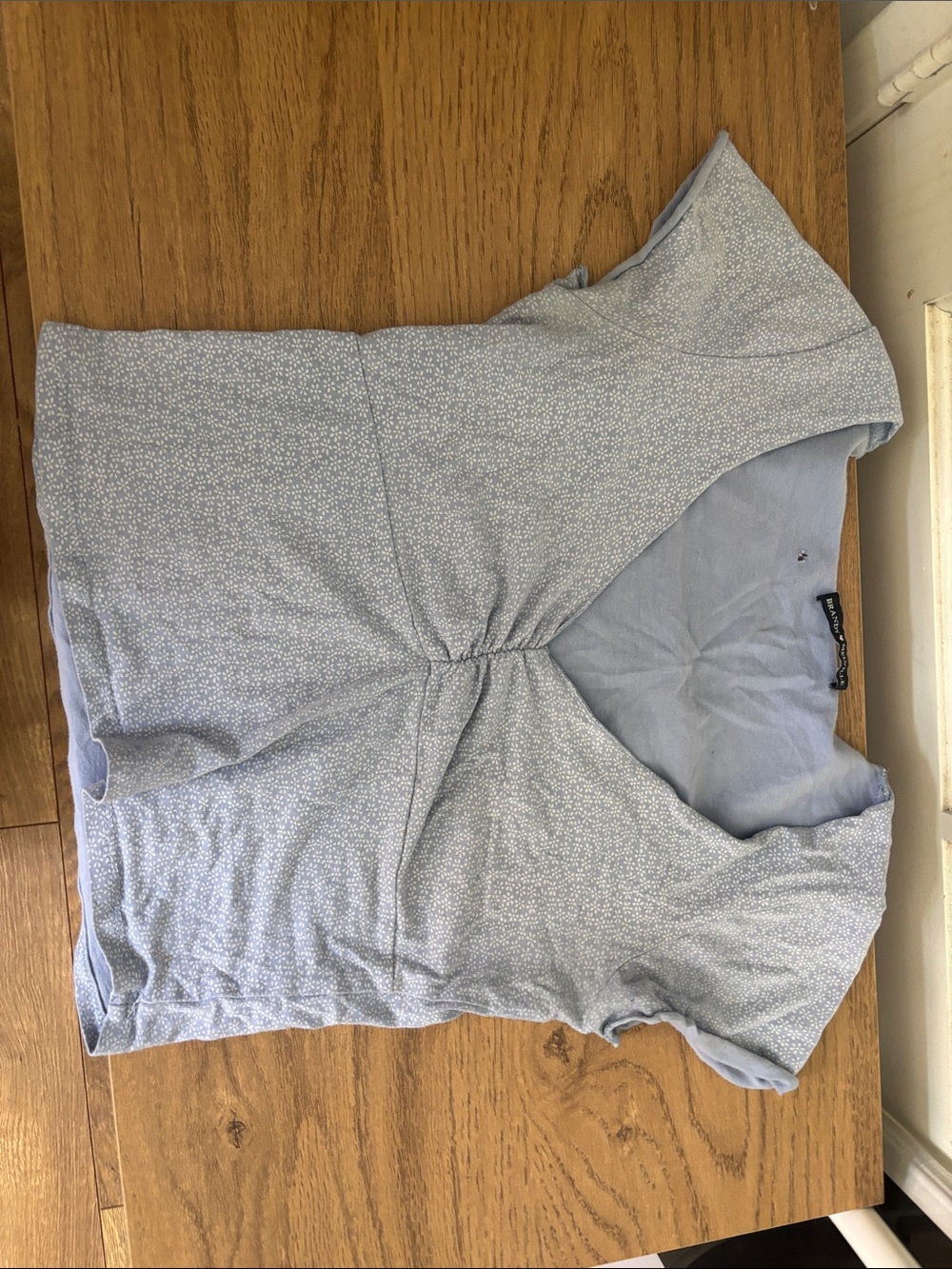 Brandy Melville Light Blue Short Sleeve V-Neck Top